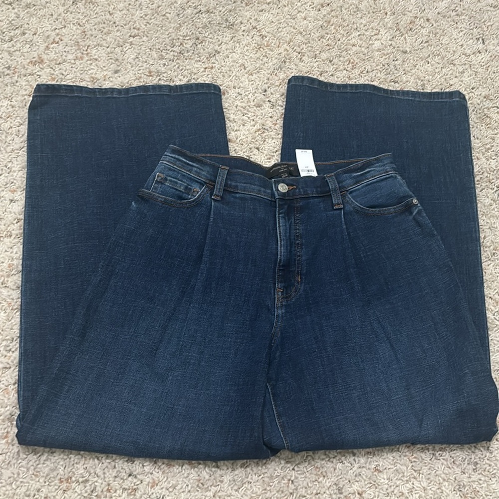 Banana Republic Wide Leg Jeans Pant High Rise Dark Denim Pleated NWT 28/6 - Picture 5 of 13